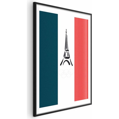 Poster – Grafik des Eiffelturms vor dem Hintergrund der französischen Flagge