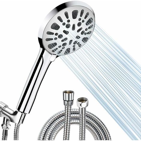 Dusche mit flexiblem Schlauch, Edelstahl, 9 Düsen, breitem und sparsamem PowerFP-Schlauch. – AquaForge