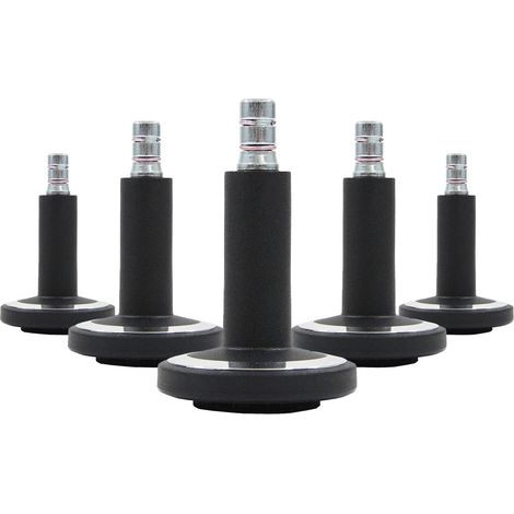 5x Bodengleiter STATO-M Stift 11 mm / 60 mm Standfüße mit Filz schwarz/chrom (5er Pack) hjh OFFICE