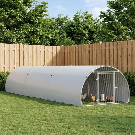 vidaXL Poulailler Argenté 600 x 150 x 100 cm Acier galvanisé (1/5)