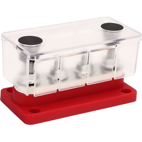 Bloc de distribution électrique 4 bornes M8 300A DC 12V‑48V pour véhicule bateau rouge (1/5)