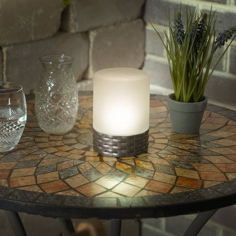 Solarleuchte Rattan Style, LED, Akku, H=15cm, wetterfest