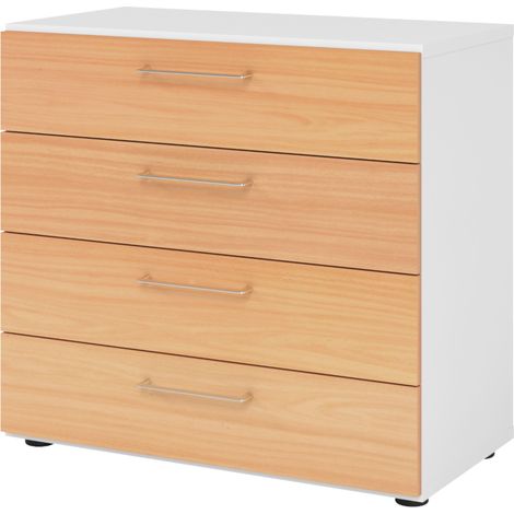 bümö smart Schubladen Schrank - 4 Schübe Weiß/Buche (1/5)