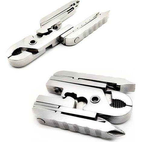 Pince à outils multifonctions Mini pliable à chaîne-portable Mini Tournevis combiné extérieur, décapsuleur et tournevis et extracteur de fil et règle en pouces et pince pour carte SIM 15 à 1 (1/5)