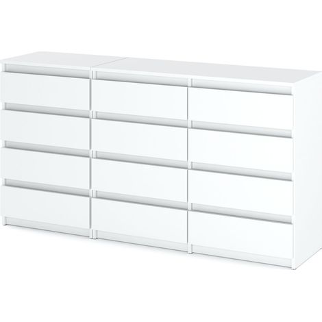 Commode enfant 12 tiroirs 180cm – Hauteur 92cm – Panneau de particules mélaminé 16mm – Glissières en POM pour durabilité (1/5)
