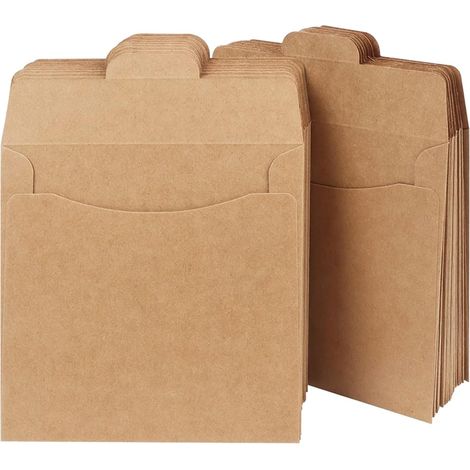 50 pièces Sacs Papier Kraft Marron pour CD Enveloppes Écologiques Réutilisables Pochettes Emballage Durables et Résistantes Aux Moisissures (1/5)