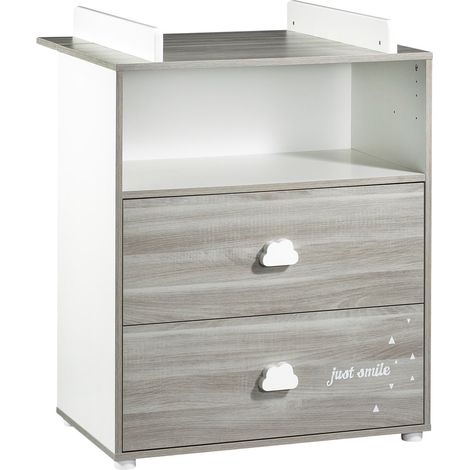 BABYPRICE Commode a Langer Smile Chene Silex 2 Tiroirs (1/4)