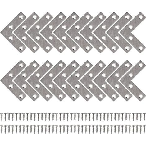 Befestigungswinkel, gerade, flache Halterung, L-förmige Metallhalterungen mit Schrauben für Holzmöbel, Schrankreparaturhalterung, 50 x 50 mm, 20 Stück