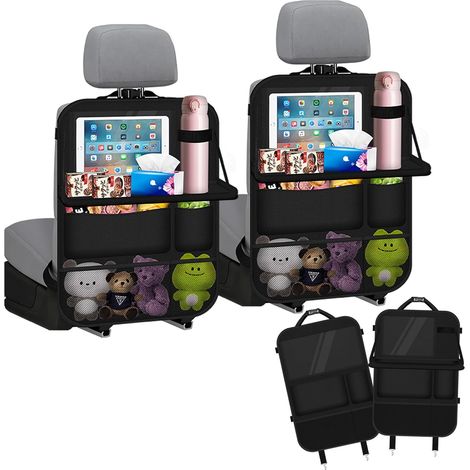 2 x Children's Car Organizer, Protective Back Seat with Folding Table for Storing Toys and Snacks, Waterproof and Stain Resistant (1/5)