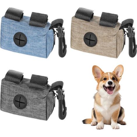 Lot de 3 distributeurs de sacs à déjections canines avec fermeture éclair et mousqueton, en tissu Oxford, portables et adaptés à toutes les laisses. Pratiques pour les promenades, les courses et les r (1/5)