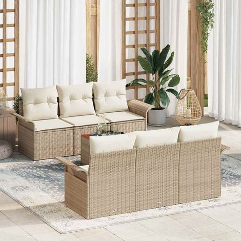 Gartensofa-set 7 Stk. Beige Poly-Rattan vidaXL (1/5)