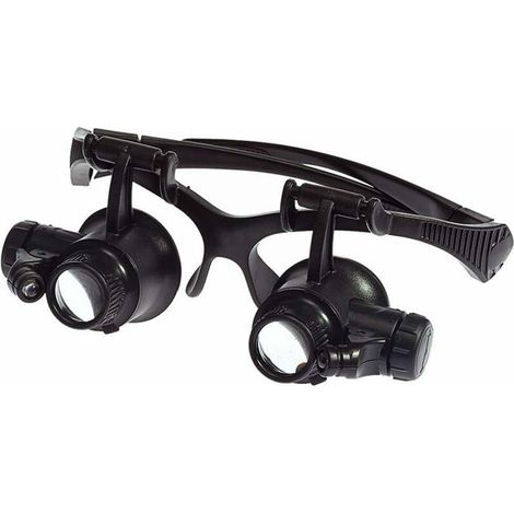 Green Mobility-LED Loupe Montée Tête10X 15X 20X 25X Lentille Optique Verre Double Yeux Loupe avec Lumière LED Outils Mesure Réparation Montre Bijoutier UC02 (1/5)