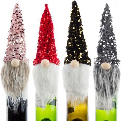 Weihnachtswichtel-Weinflaschenhülle, weihnachtlicher Weinflaschenverschluss für Hochzeits- und Weihnachtsfeier-Gastgeschenke (1/3)