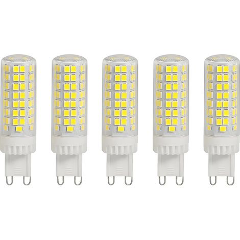 Lot de 5 ampoules LED G9, 10W, équivalent à une halogène de 100 W, 1000 lumens, blanc froid 6000K, 95 puces LED, angle de faisceau 360°, AC 220–240 V, non dimmable, économie d'énergie (1/5)