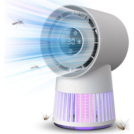 Ventilateur anti-moustiques sans pales, 20 vitesses, minuterie 8 h, batterie 4000 mAh, lumière violette (2000 V) (1/5)