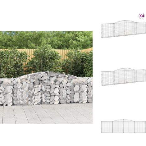 Gabionen mit Hochbogen 4 Stk. 400x30x100/120cm Verzinktes Eisen - Gabionen - Gabionenwand - Gartendeko - Ziergarten - Zaun (1/5)