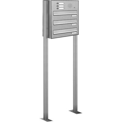 3er V2A Edelstahl Briefkastenanlage Standsystem Freistehend Durchwurf - Klingel (1/5)