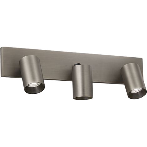 Spot Flores À 3 Lampes Gu10 10W Aluminium Moulé Sous Pression, Coloris Canon De Fusil, Ip20, Classe 1, Dim. 12,5X48X9 Cm - Collection Flores (1/3)