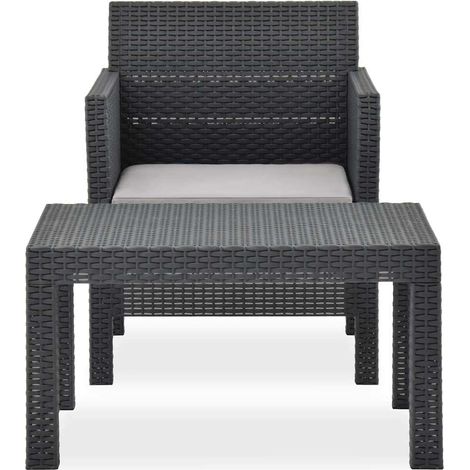 Maison Exclusive - Set Divano da Giardino 2 pz con Cuscino in Rattan PP Antracite (1/5)