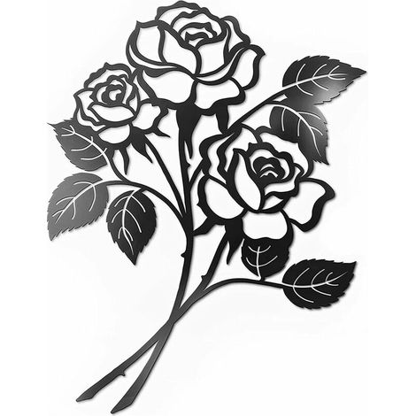 Memkey – Décoration murale en métal rose noir – Fer forgé découpé au laser – Taille 11.5x15 pouces pour décoration intérieure – Élégant et durable - 515inch