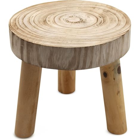 Baumscheibe Blumenhocker rund natur Echtholz - 22 x 20 cm - Holz Dekohocker naturbelassen mit 3 Beinen