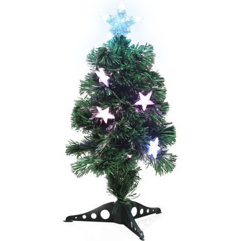 MAURY'S ALBERO DI NATALE LED E FIBRE OTTICHE 60 CM COLORE CLASSICO CON BASETTA E STELLINE LUMINOSE (1/5)