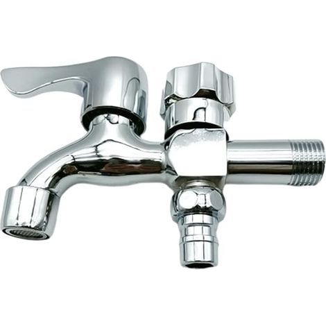 Zhioudz Robinet à Double Sortie,Robinet Jardin à Double Sortie,Robinet de Sortie en Laiton de Haute Qualité,Control Robinet de Jardin Double Sortie Interface 1/2'' Sortie 1/2'' Ménage et Industrie (1/5)