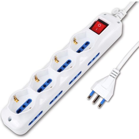Trade Shop - Regleta De 12 Clavijas Regleta De Enchufes 220v Tomas De 2 Clavijas 4 Shuko -