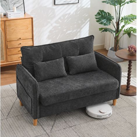 Divano lineare 2 posti 127x75,5x83 cm in legno grigio scuro con contenitore FloraGrace (1/5)