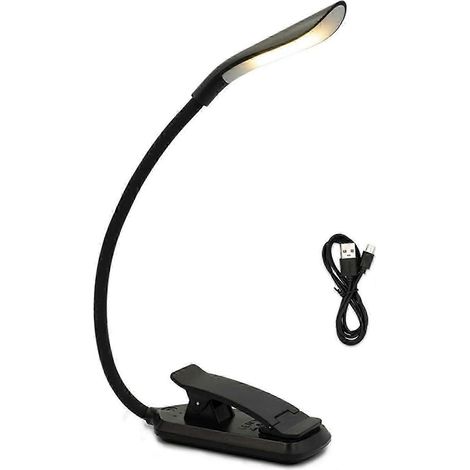 Luz de lectura LED portátil con protección ocular, recargable por USB, con clip, 3 colores, brillo ajustable, luz de lectura para niños. (1/5)