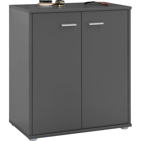 Idimex – Meuble à chaussures gris – 2 portes – 4 étagères réglables – Dimensions 70 x 60 x 35 cm – Mélaminé résistant aux éraflures (1/4)