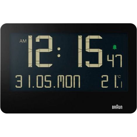 Braun BC 14 schwarz Quarz Wanduhr digital (1/5)