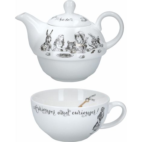 V&ampA - Set de Tea de Alice nel Paese delle Meraviglie de las Wonderland, Setde Teiera e Mug de Porcellana, Colore Bianco, Confezione regalo, 250 ml (1/5)