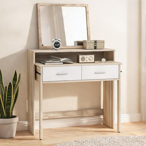Console chêne en panneau de particules 95 x 35 x 87 cm (1/5)