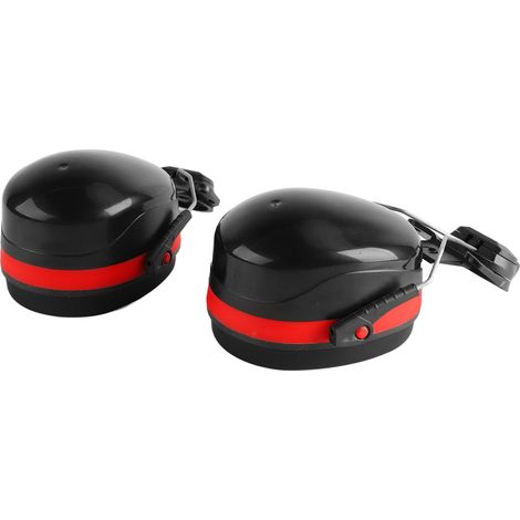Lot de 2 coquilles antibruit pour casque de chantier, rotation libre et télescopique, PVC éponge, noir rouge (1/5)