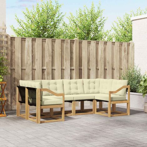 vidaXL Outdoor-Sofagarnitur mit Kissen 6 pcs Weiß und Creme (1/5)
