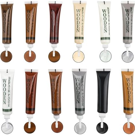Wooden Furniture Repair Kit, 12pcs Parquet Repair Kit 12 Colours, 25g Wood Repair Trim for Scratch Discoloration Cracks Desks (1/5)