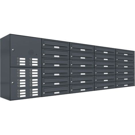 24er Briefkasten Anlage Aufputz - Wandmontage RAL 7016 Anthrazit Klingel (1/5)