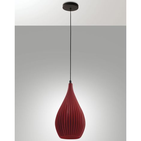 Lampada a Sospensione Lisa in Metallo e Plastica Vegetale - Bordeaux, Attacco E27, Struttura Elegante e Sostenibile, IP20, 230V - Linea Design