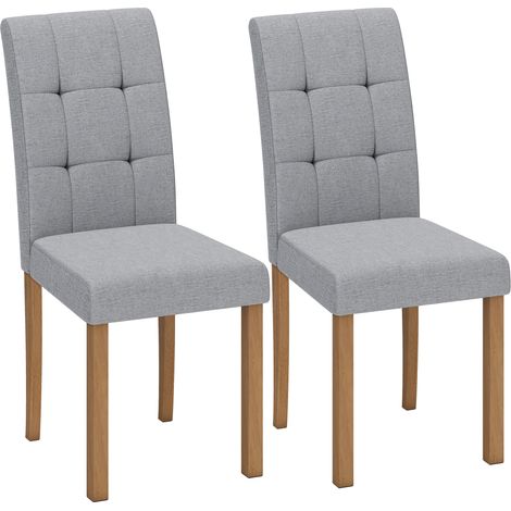 Lot de 2 chaises de salle à manger - HOMCOM - moderne - siège rembourré en tissu effet lin - 43 x 55 x 90,5 cm - gris clair (1/5)