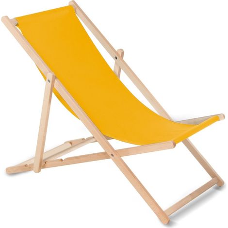 Greenblue Chaise longue classique jaune en bois de hêtre