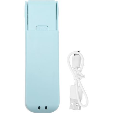 Ventilateur de Poche Rechargeable USB - Ventilateur Portable 3 Vitesses avec Lames en Silicone - Ventilateur de Voyage Pliable pour Extérieur Bleu Ciel (1/5)