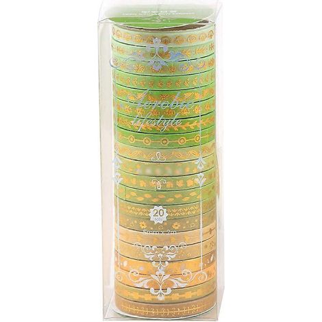 Lot de 20 rouleaux de ruban adhésif décoratif doré pour journal, scrapbooking, agenda, loisirs créatifs et décoration intérieure - Style 1 (1/5)