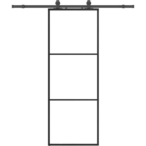 Maison Exclusive - Schiebetür mit Beschlag Schwarz 76x205 cm ESG-