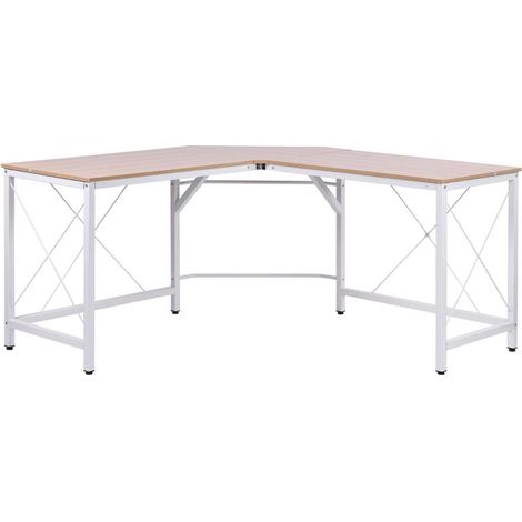 Bureau d'angle en chêne moderne avec structure acier, capacité 70 kg, pour domicile, 150x150x76 cm, design pratique