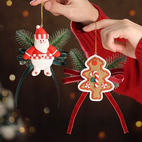 Décorations de sapin de Noël - Cadeaux de Noël - Ensemble de deux décorations de Noël : une décoration Père Noël et une décoration de sapin - Idéal pour décorer votre sapin pendant les fêtes. (1/2)