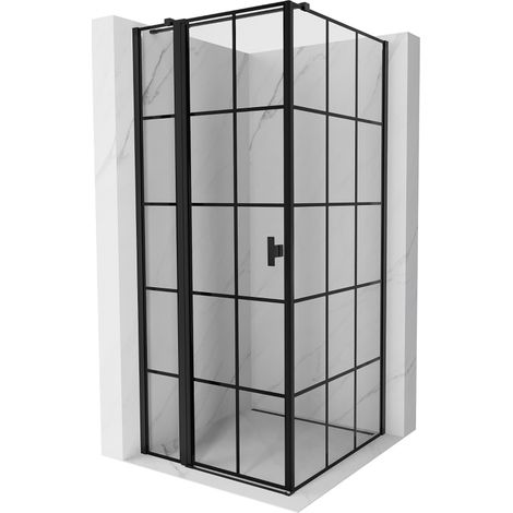 Mexen Mist T cabine de douche pivotante gauche 70 x 70 cm, grille noire, noir - 8A4T-070-070-70-77-L (1/5)