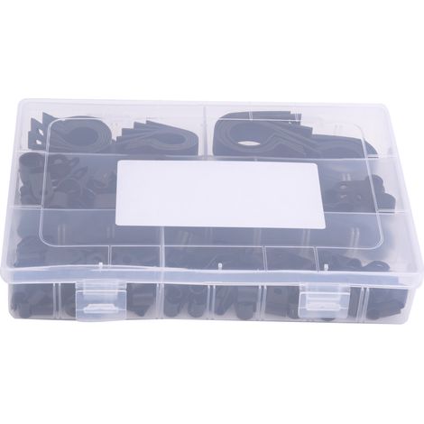 Boîte de 200 attaches de câble en nylon plastique de type R et P, assorties (noires) (1/5)
