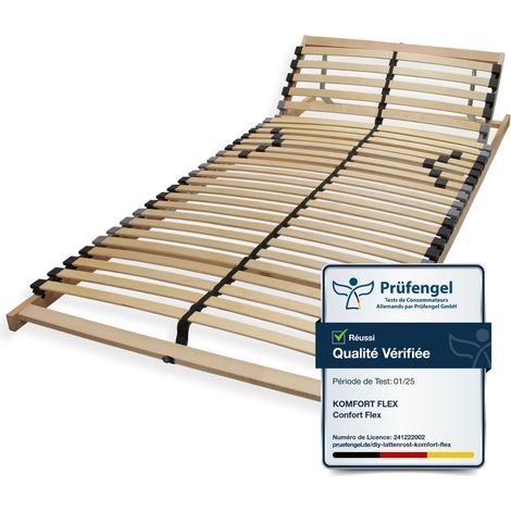 Premium Sommier à lattes 80x200, Sommier à lattes à élasticité ponctuelle 7 zones en hêtre, 28 lattes, Sommier à lattes GERMANY, Sommier à lattes avec tête réglable, jusqu'à 150Kg