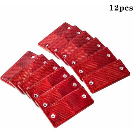 VURAHOME - 12 Pices Catadioptre Rouge Rectangulaire, Catadioptre Remorque Rouge, Rectangulaire Catadioptres Visss pour Remorque Camion Caravanes Machines Agricoles Bicyclette Tracteur (Rouge) (1/5)